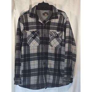 Freedom Foundry‎ Mens Sherpa Fleece Super Plush Shirt Flannel Plaid Gray X-Large